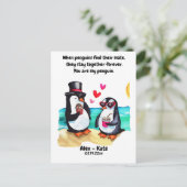 Carte Postale Saint-Valentin pingouin  (Debout devant)