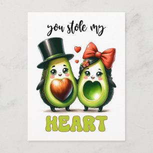 Carte Postale Saint Valentin punny avocat Vous avez volé mon cœu
