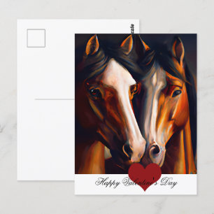 Carte Postale Saint-Valentin qui aime les chevaux