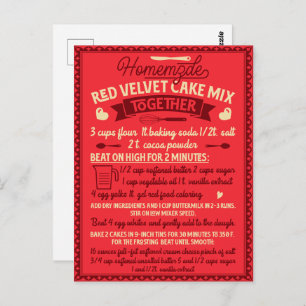 Carte Postale Saint Valentin Recette de gâteau de Velours Rouge 