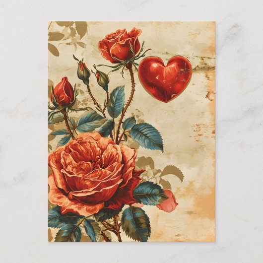 Carte Postale Saint-Valentin Roses Anciennes (Devant)