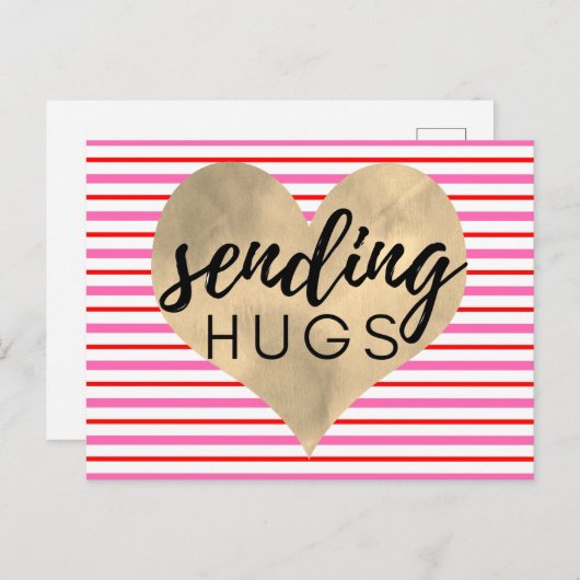 Carte Postale Saint-Valentin Rouge Rose Or Coeur (Devant / Derrière)