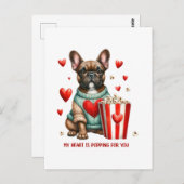 Carte Postale Saint Valentines Bulldog français (Devant / Derrière)