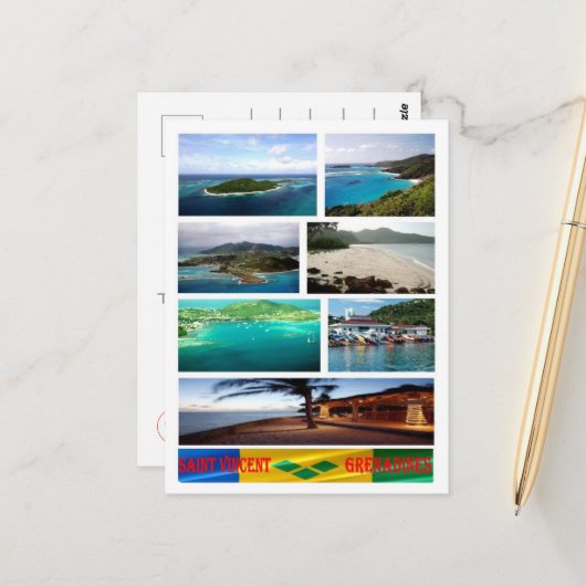 Carte Postale Saint-Vincent-et-les-Grenadines - Mosaïque - (Devant/Arrière en situation)