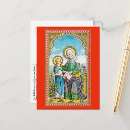 Carte Postale Sainte-Anne néogothique et Marie jeune (SAU 29) (Devant/Arrière en situation)