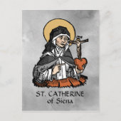 Carte Postale Sainte Catherine de Sienne avec Coeur Crucifix (Devant)