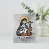 Carte Postale Sainte Catherine de Sienne avec Coeur Crucifix (Debout devant)