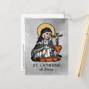 Carte Postale Sainte Catherine de Sienne avec un cœur surmonté d