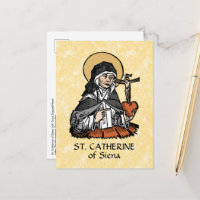 Sainte Catherine de Sienne avec un cœur surmonté d