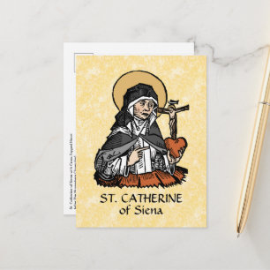 Carte Postale Sainte Catherine de Sienne avec un cœur surmonté d