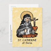 Carte Postale Sainte Catherine de Sienne avec un cœur surmonté d (Devant / Derrière)