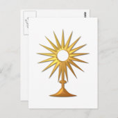 Carte Postale Sainte Eucharistie en Monstrance d'or (Devant / Derrière)