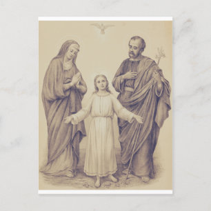 Carte Postale Sainte Famille Jésus, Vierge Marie et Saint Joseph