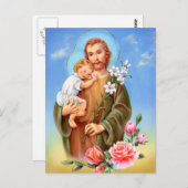 Carte Postale Saints "de jour de fête de St Joseph petits" "de (Devant / Derrière)