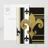 Carte Postale Saints Noir et Or Fleur de lis (Devant / Derrière)