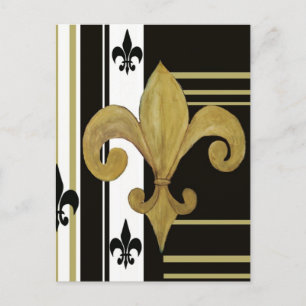 Carte Postale Saints Noir et Or Fleur de lis