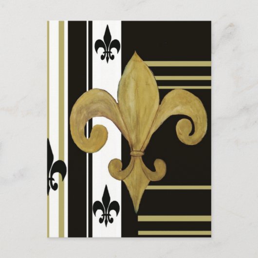 Carte Postale Saints Noir et Or Fleur de lis (Devant)
