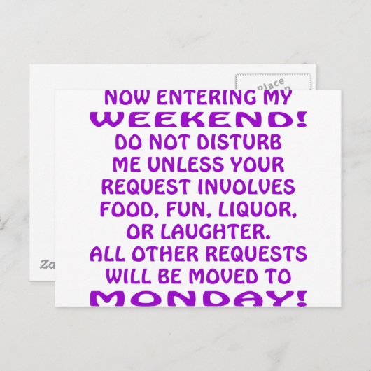 Carte Postale Saisir Mon Week-End (Devant / Derrière)