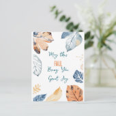 Carte Postale Saison Atutumum photo de feuilles d'automne simple (Debout devant)