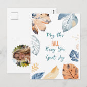 Carte Postale Saison Atutumum photo de feuilles d'automne simple (Devant / Derrière)