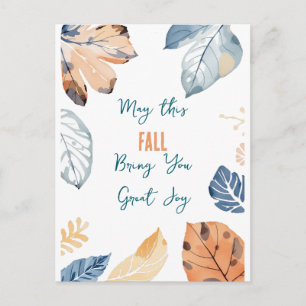 Carte Postale Saison Atutumum photo de feuilles d'automne simple