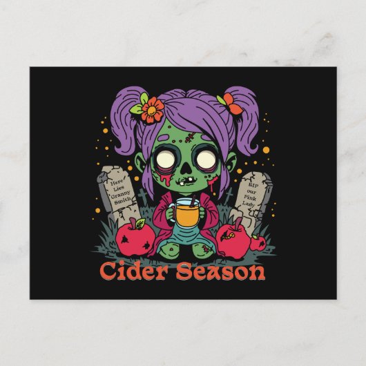 Carte Postale Saison de cidre d'Apple Zombie (Devant)