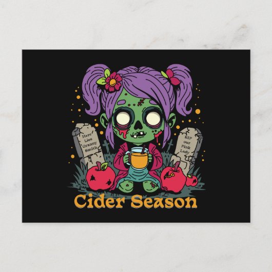 Carte Postale Saison de cidre d'Apple Zombie (Devant)