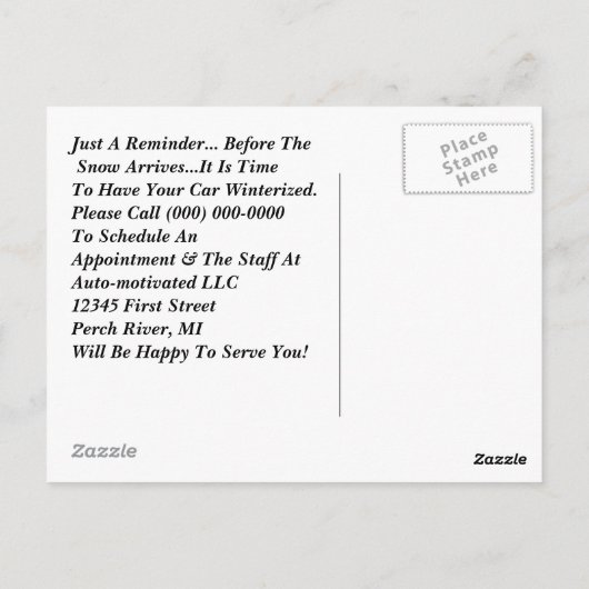 Carte Postale Saison d'hiver Promotions Rendez-vous Rappel PC (Dos)