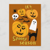 Carte Postale Saison éffrayante Citrouilles Ghost Bat HAPPY HALL (Devant)