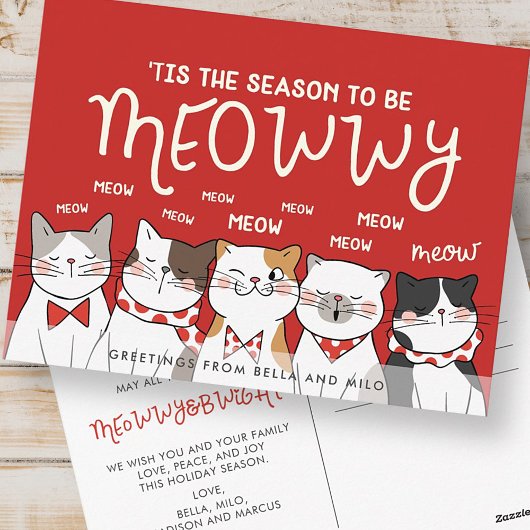 Carte Postale Saison pour être Meowwy | Salutation de vacances a