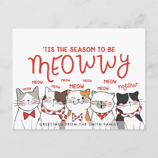 Carte Postale Saison pour être Meowwy | Salutation de vacances a (Devant)