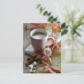 Carte Postale Saison rustique cacao automnale & feuille encore v (Debout devant)