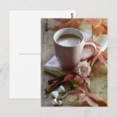 Carte Postale Saison rustique cacao automnale & feuille encore v (Devant / Derrière)