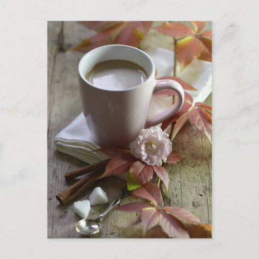 Carte Postale Saison rustique cacao automnale & feuille encore v (Devant)