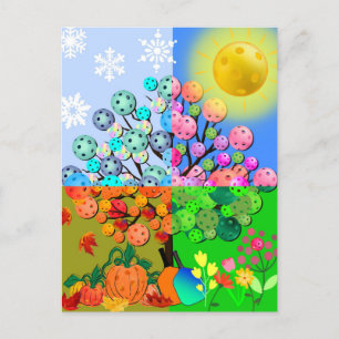 Carte Postale Saison Toujours Pickleball hiver printemps été aut