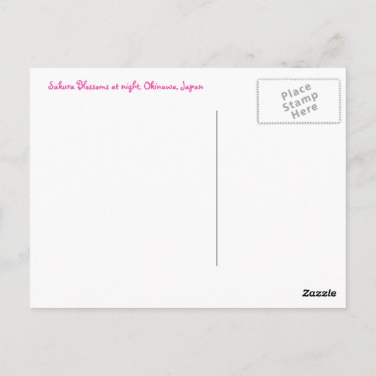 Carte Postale Sakura fleurit la nuit (Dos)