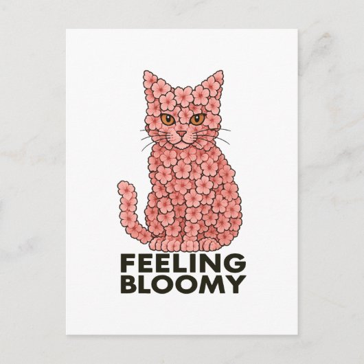 Carte Postale Sakura Fleurs Chat Sentiment de Bloomie (Devant)