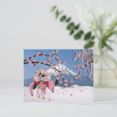 Carte Postale Sakura Geisha Bird dans les fleurs de cerisiers de (Debout devant)