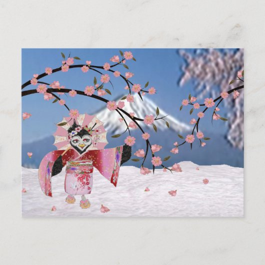 Carte Postale Sakura Geisha Bird dans les fleurs de cerisiers de (Devant)