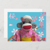 Carte postale Sakura Sock Monkey (Devant / Derrière)