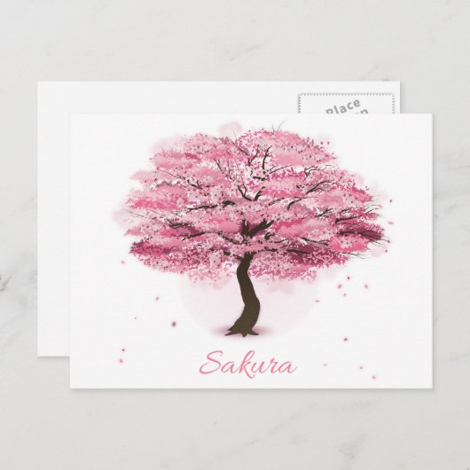 Carte Postale Sakura Tree en fleurs (Devant / Derrière)