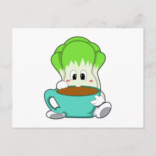 Carte Postale Salade avec Coupe de café (Devant)