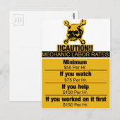 Carte Postale Salaires de mécanicien - précaution (Devant / Derrière)