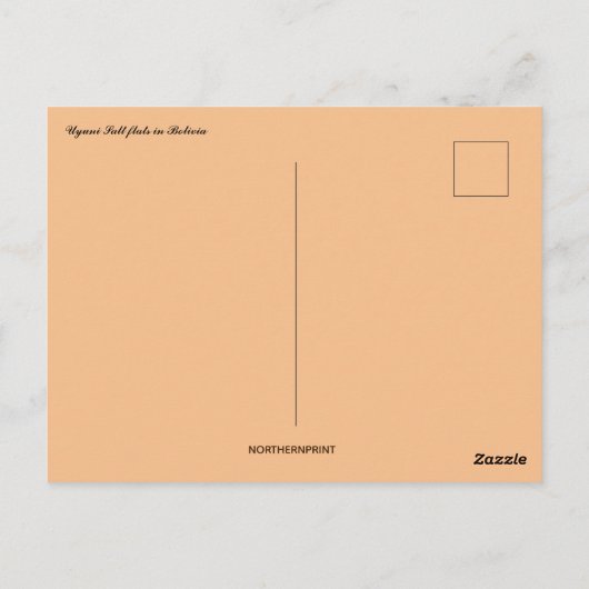 Carte Postale Salar d'Uyuni en Bolivie (Dos)