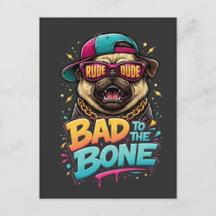 Carte Postale Sale Canine Pug — Conception de Vêtements de Rue p