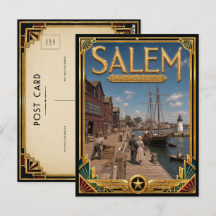 Carte Postale Salem Massachusetts Art Déco vintage de l'âge d'or