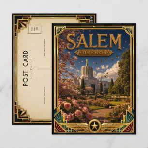 Carte Postale Salem Oregon Art Déco vintage de l'âge d'or