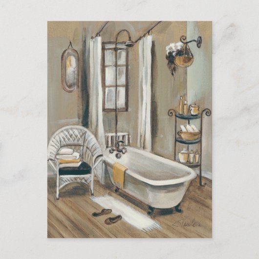 Carte Postale Salle de bain française avec baignoire (Devant)