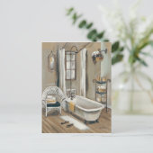 Carte Postale Salle de bain française avec baignoire (Debout devant)