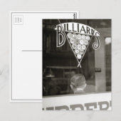Carte Postale Salle de billard, 1938 (Devant / Derrière)